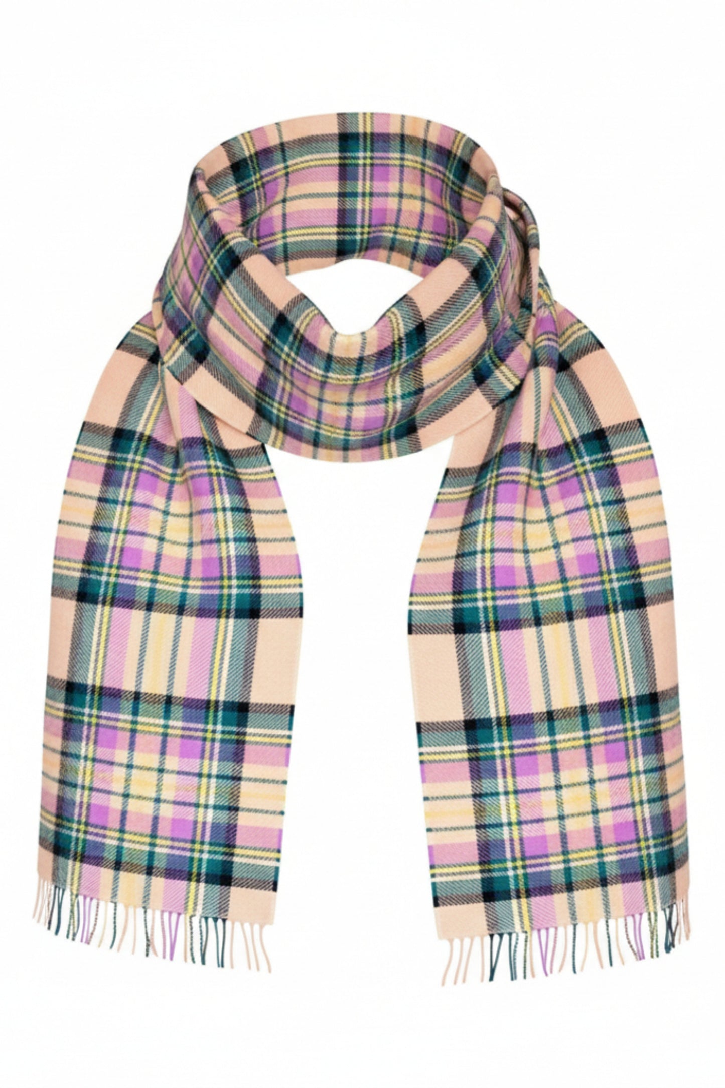 Blue, Green & Lilac Tartan lambswool Scarf