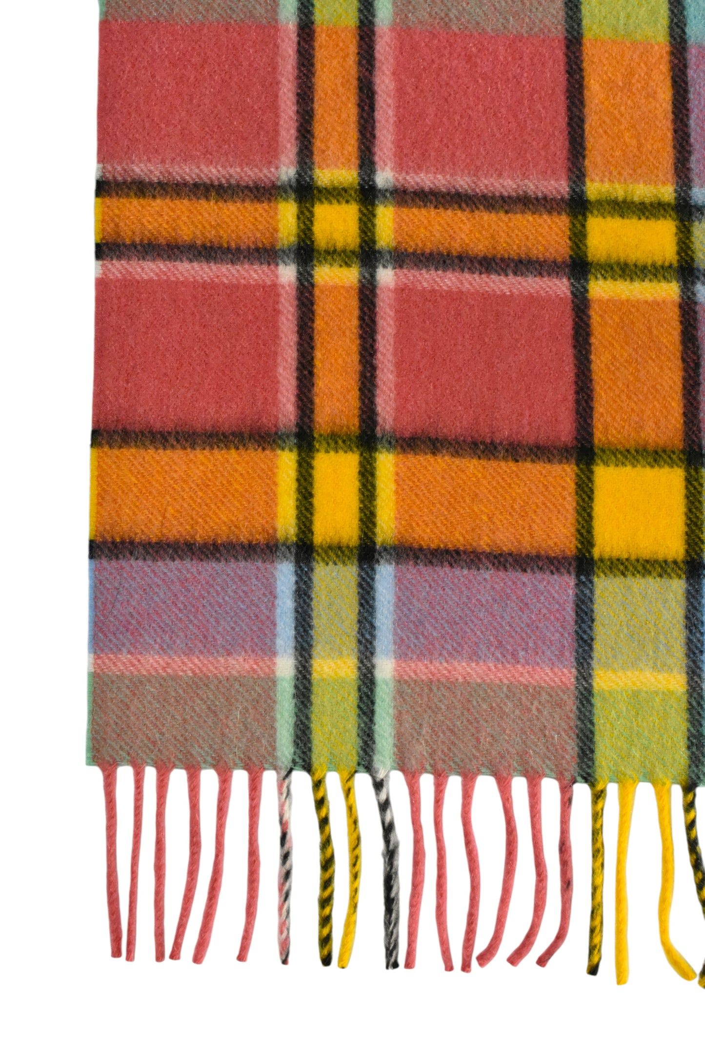 Lobster, Yellow, Apple & Wedgewood Check Cashmere Scarf