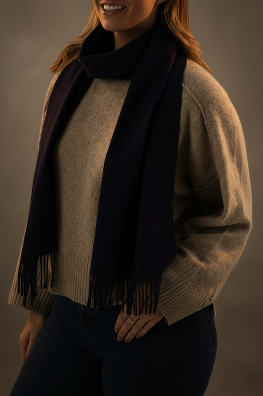 Navy Blue Lambswool Scarf