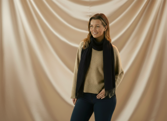 Écharpe en cachemire bleu marine