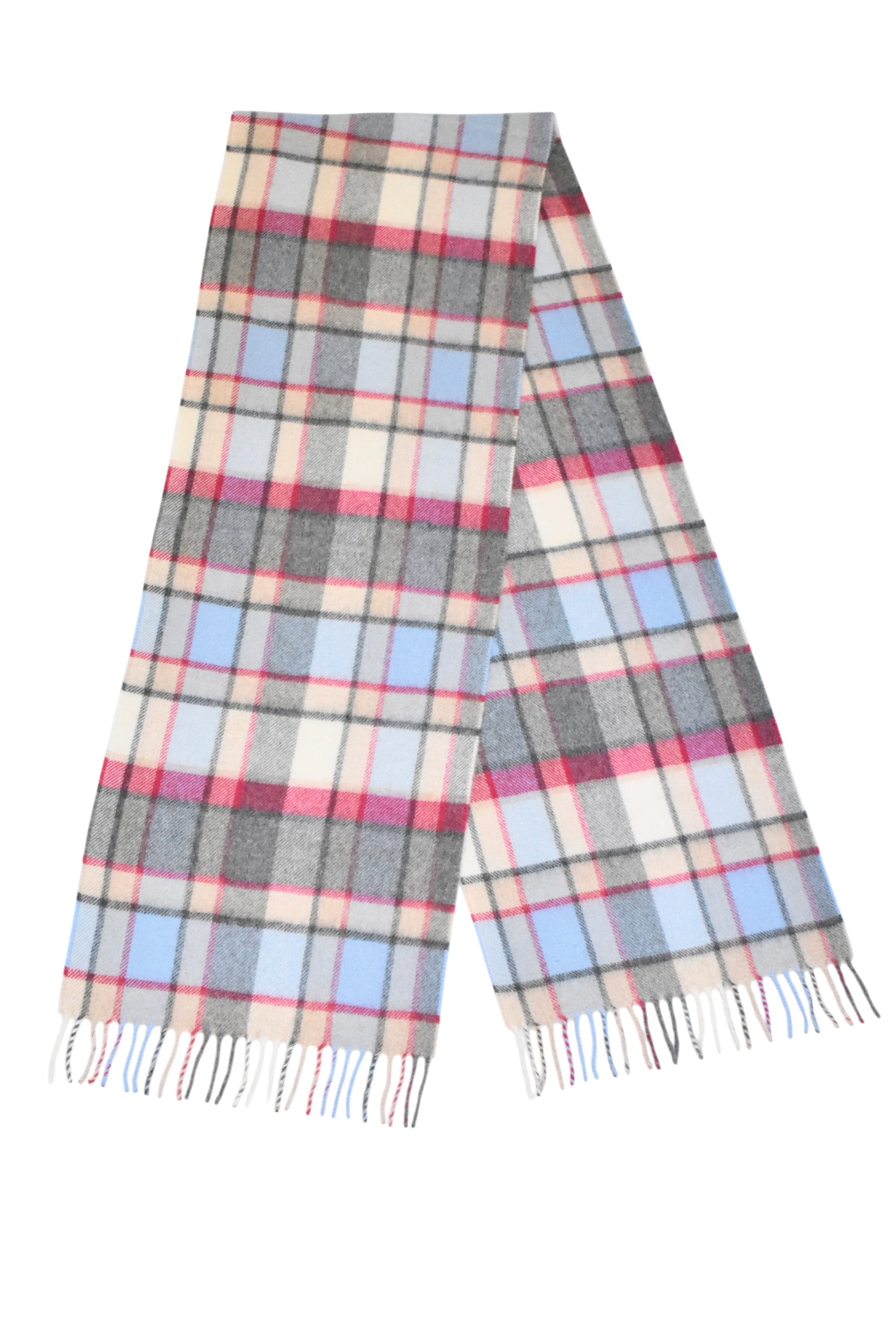 Classic Plaid Pink, Blue & Grey Brushed Cashmere Scarf