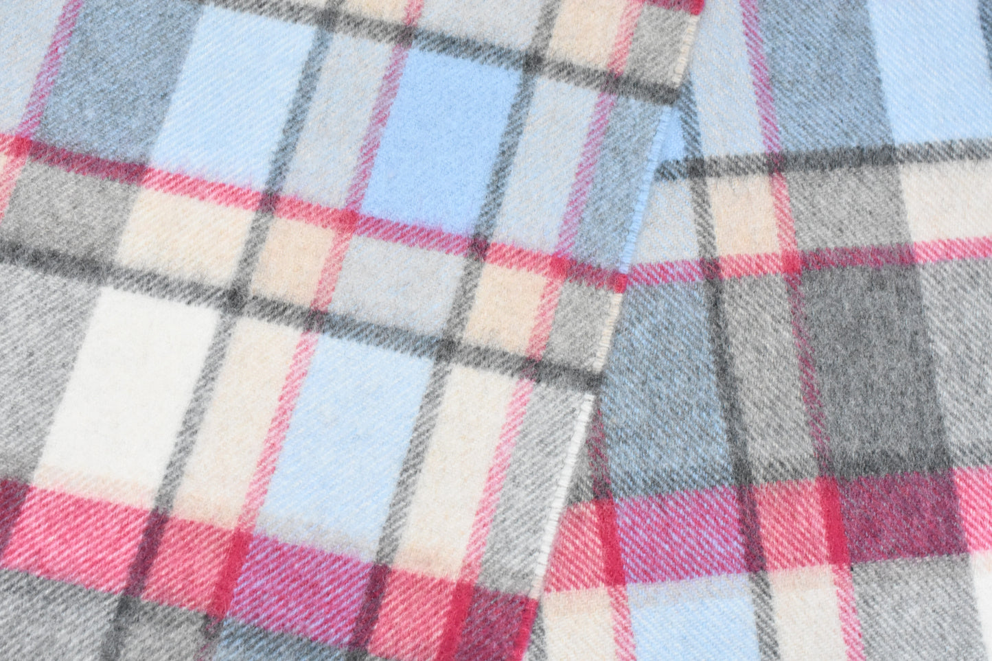 Classic Plaid Pink, Blue & Grey Brushed Cashmere Scarf