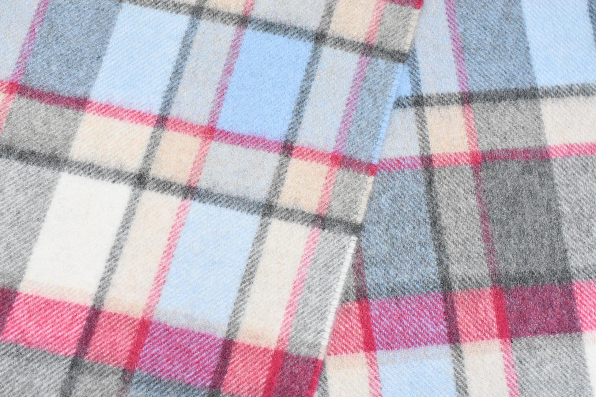 Classic Plaid Pink, Blue & Grey Brushed Cashmere Scarf
