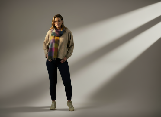 Colourful Block Check Pattern Cashmere Scarf