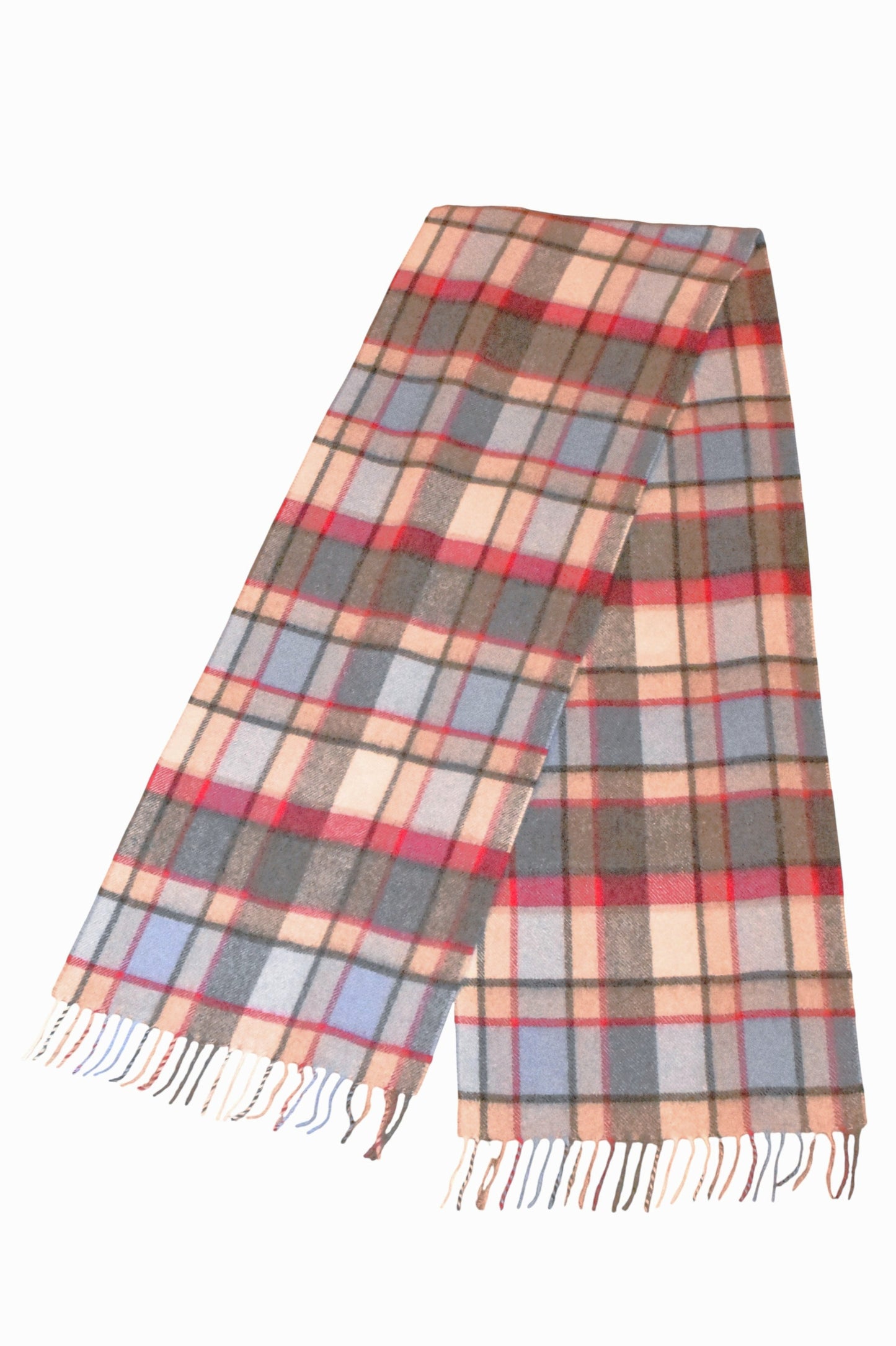 Classic Plaid Pink, Blue & Grey Brushed Cashmere Scarf