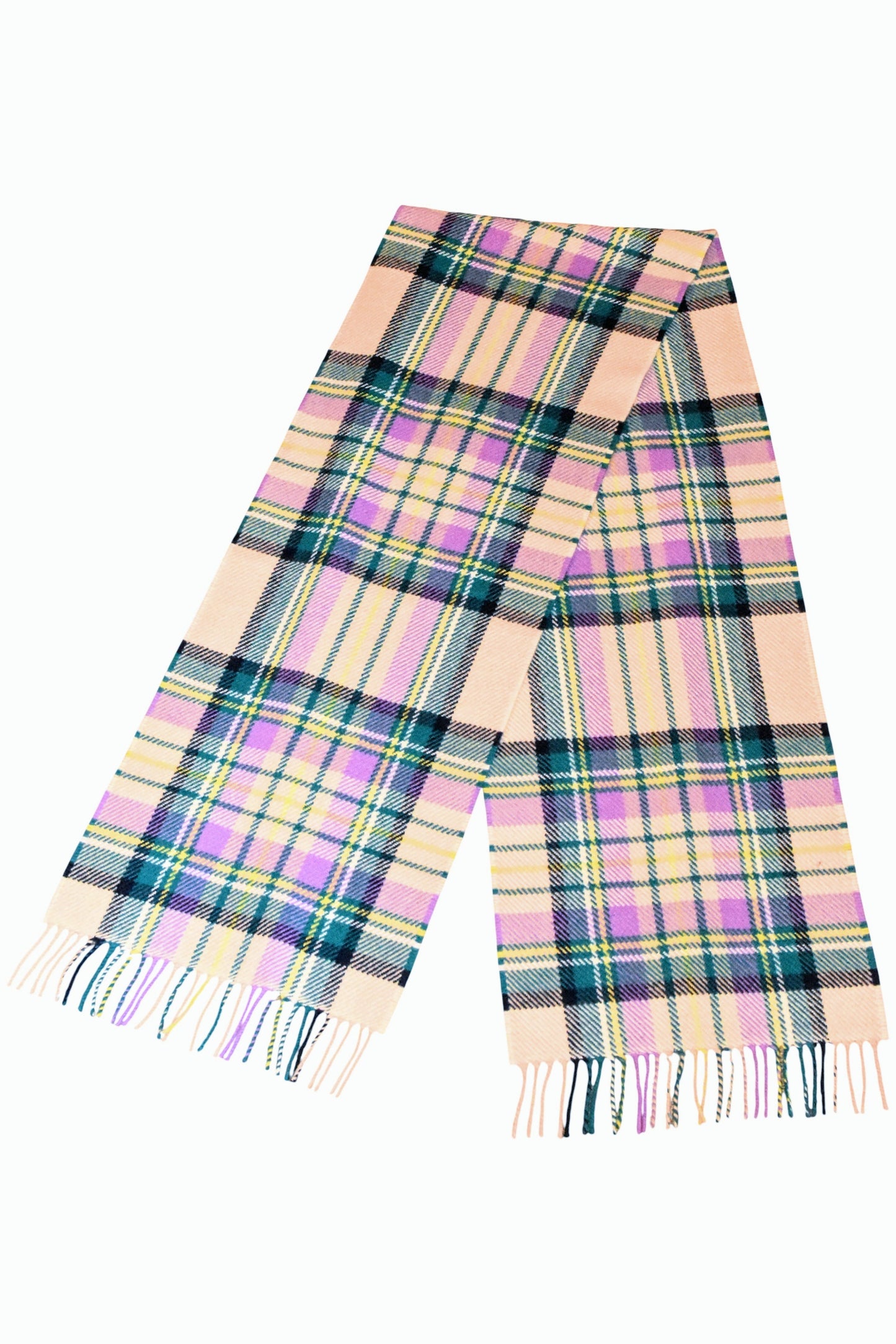 Blue, Green & Lilac Tartan lambswool Scarf