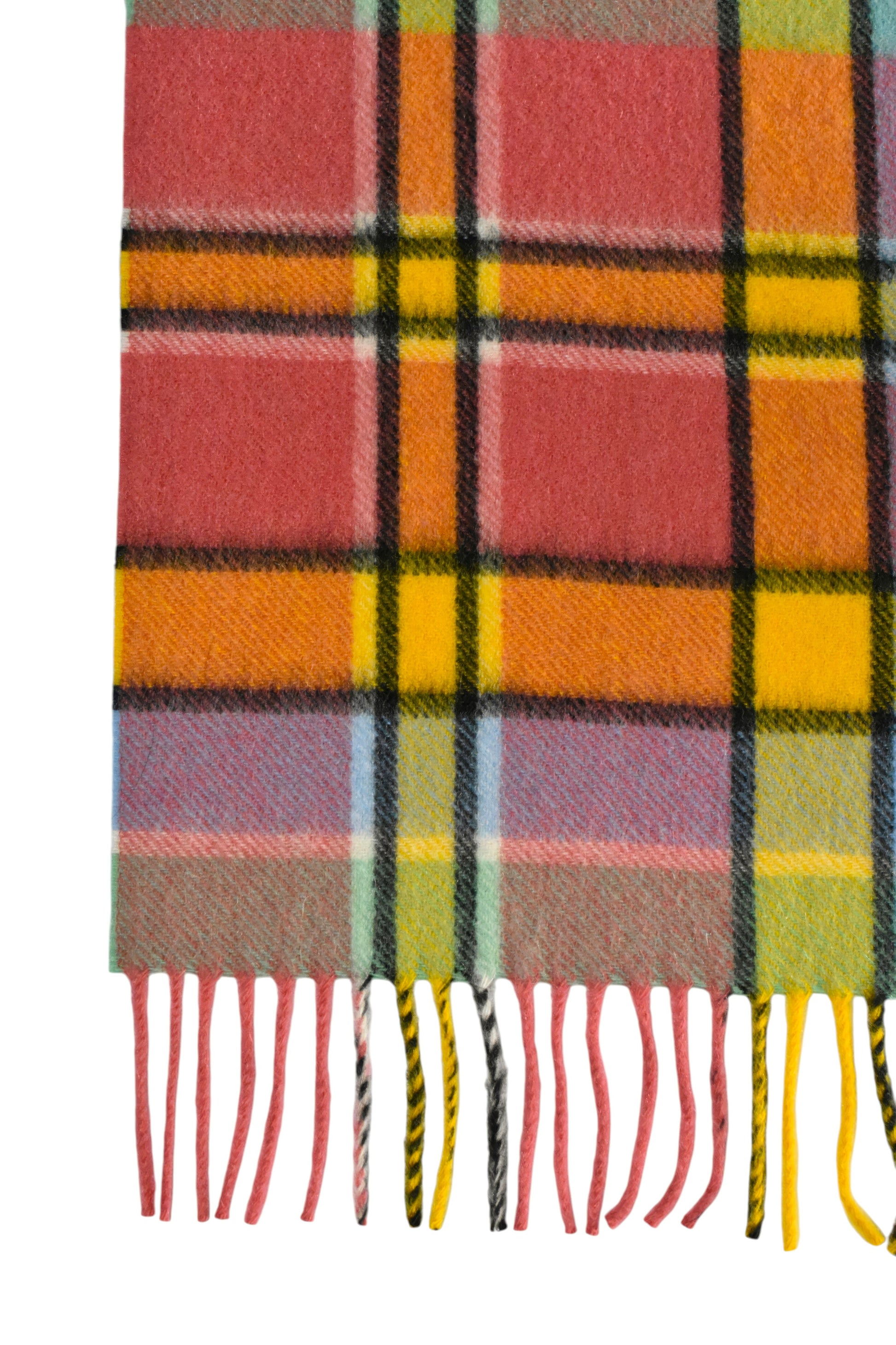 Lobster, Yellow, Apple & Wedgewood Check Cashmere Scarf