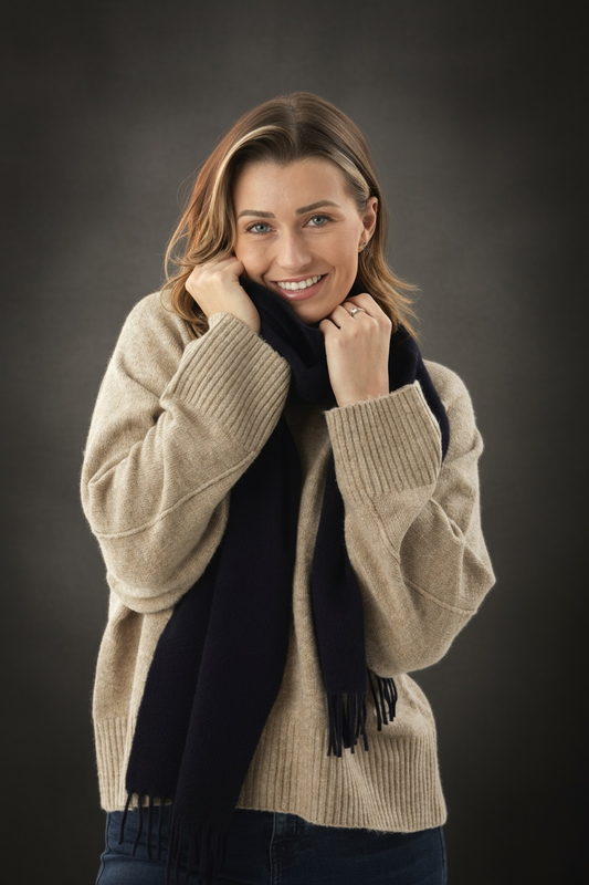 Navy Blue Cashmere Scarf
