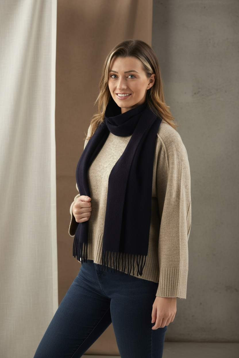 Navy Blue Cashmere Scarf