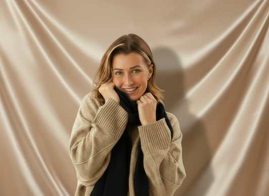 Écharpe en cachemire bleu marine