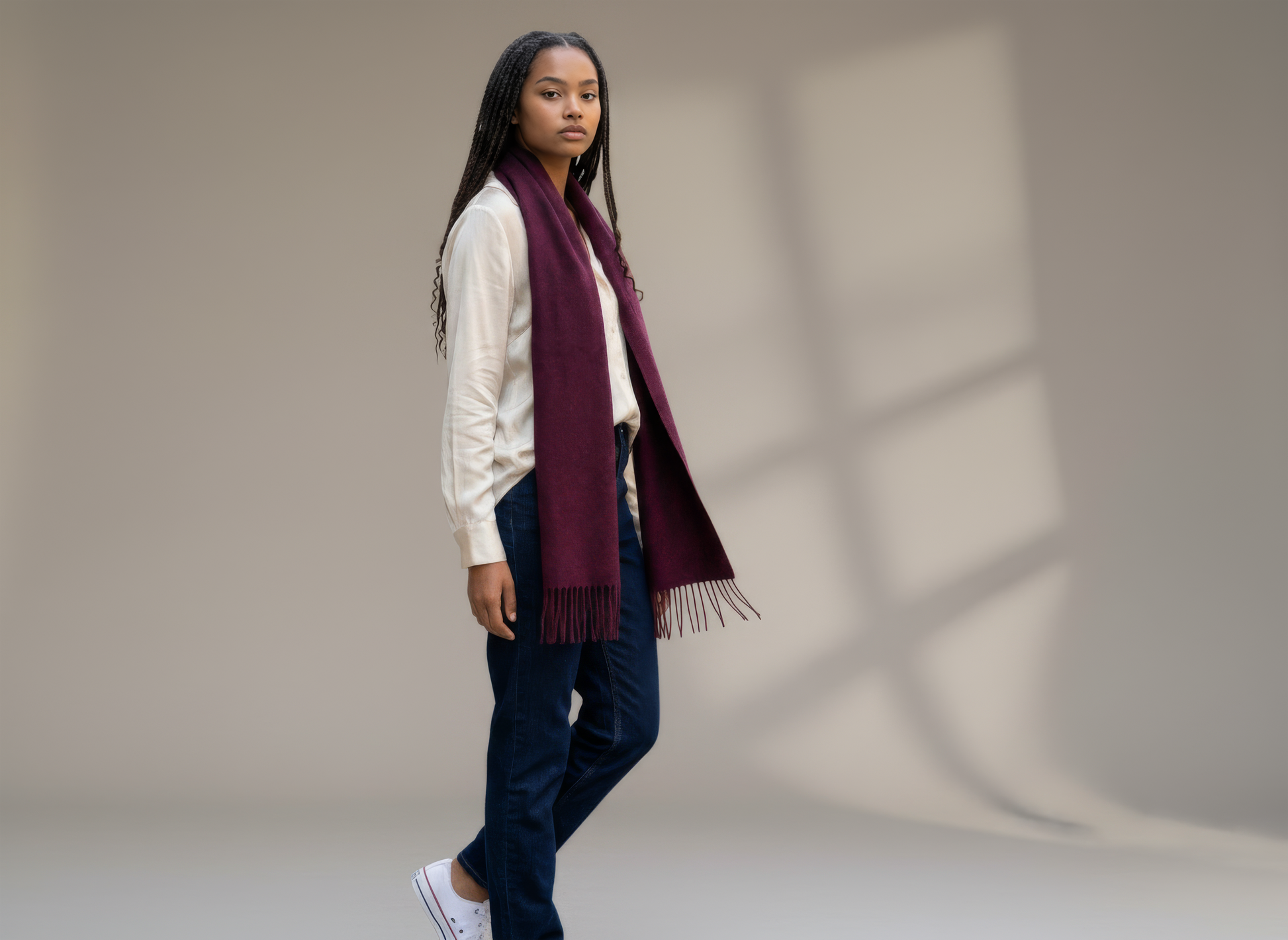 Dark Pink Merino Scarf