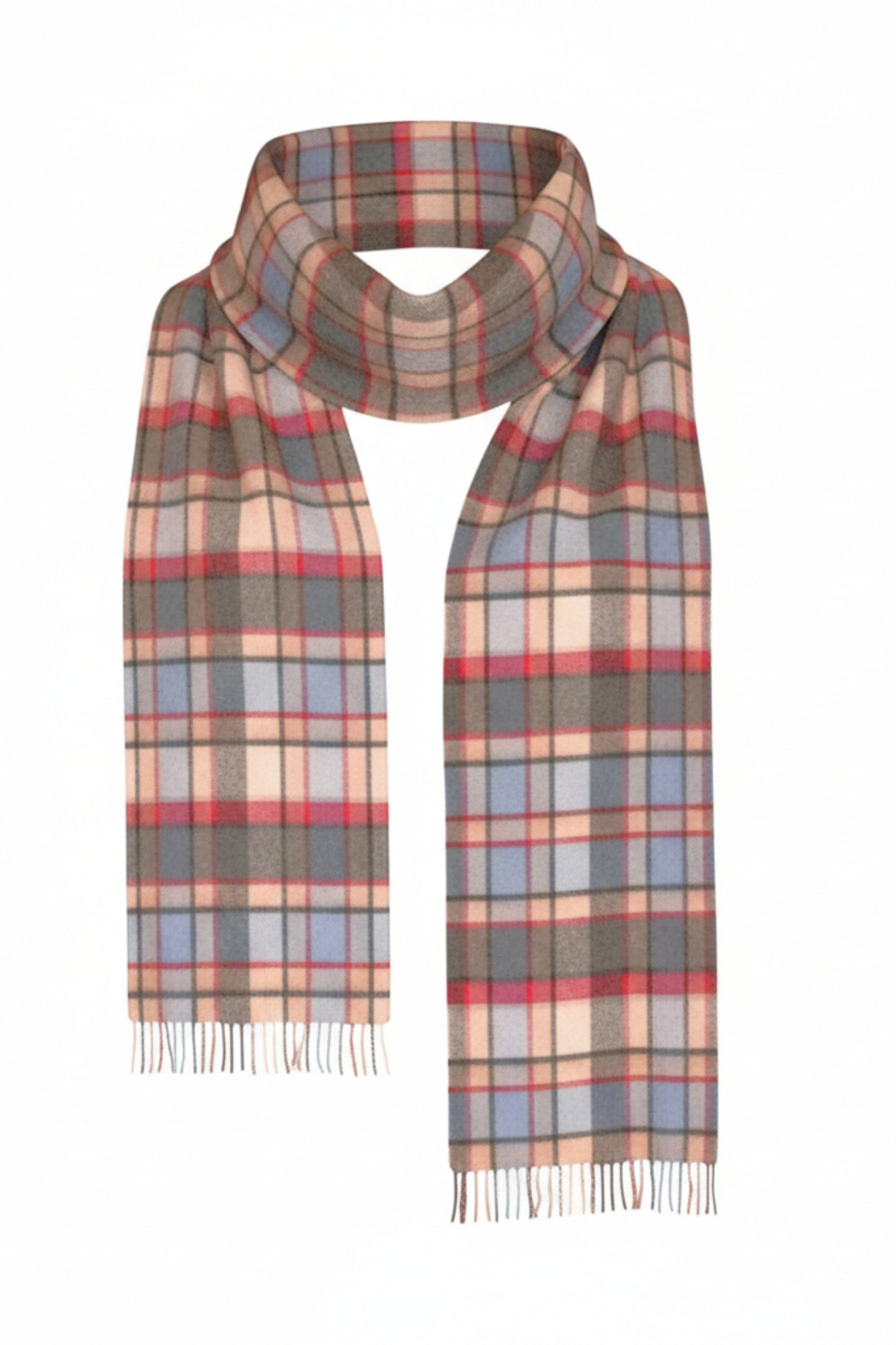 Classic Plaid Pink, Blue & Grey Brushed Cashmere Scarf