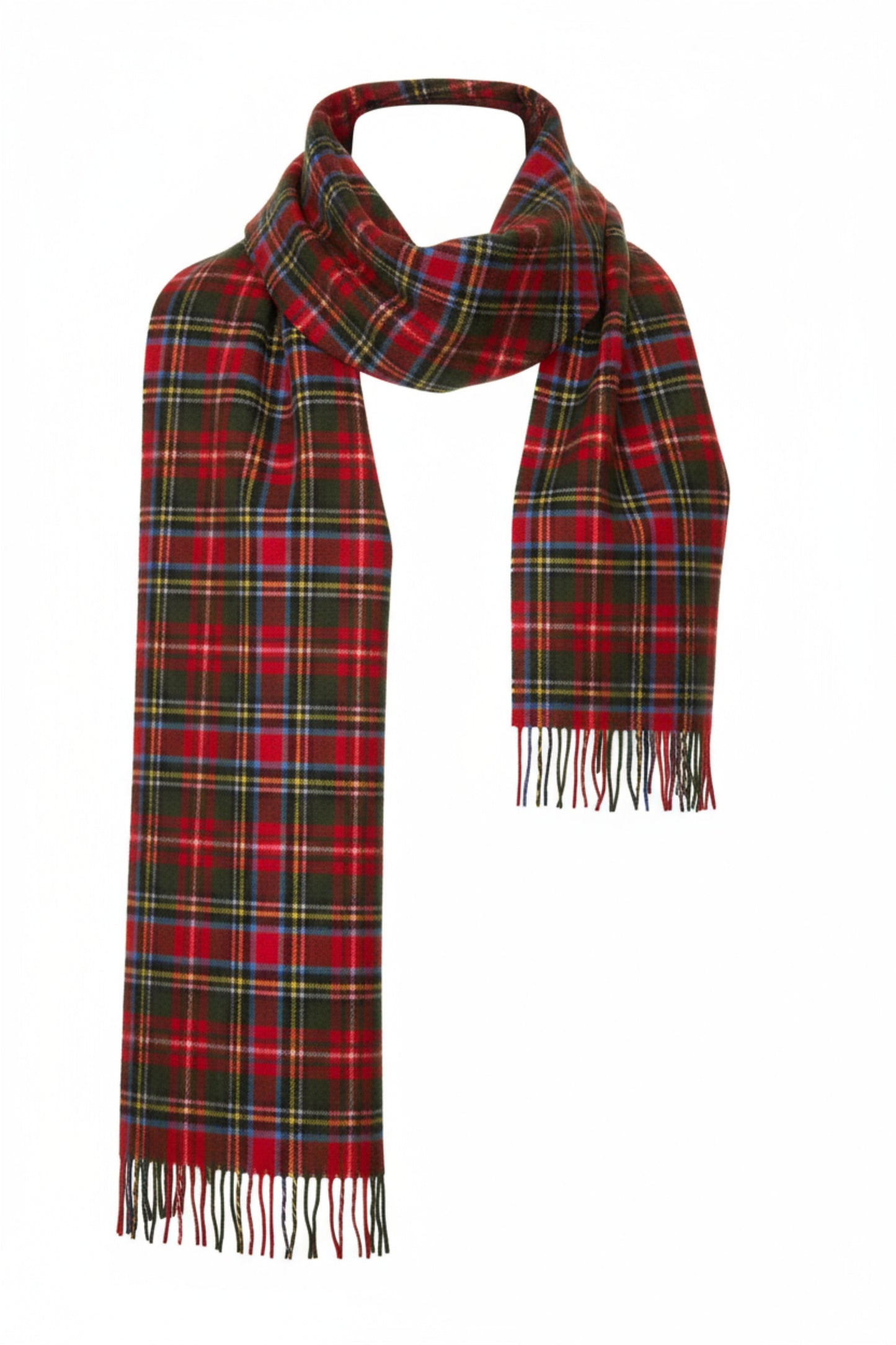 Red Check Tartan Lambswool Scarf