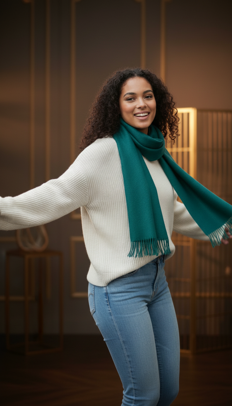 Teal Lambswool Scarf