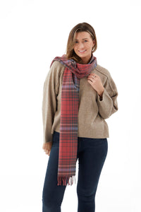 Pink and Grey Plaid Cashmere Scarf