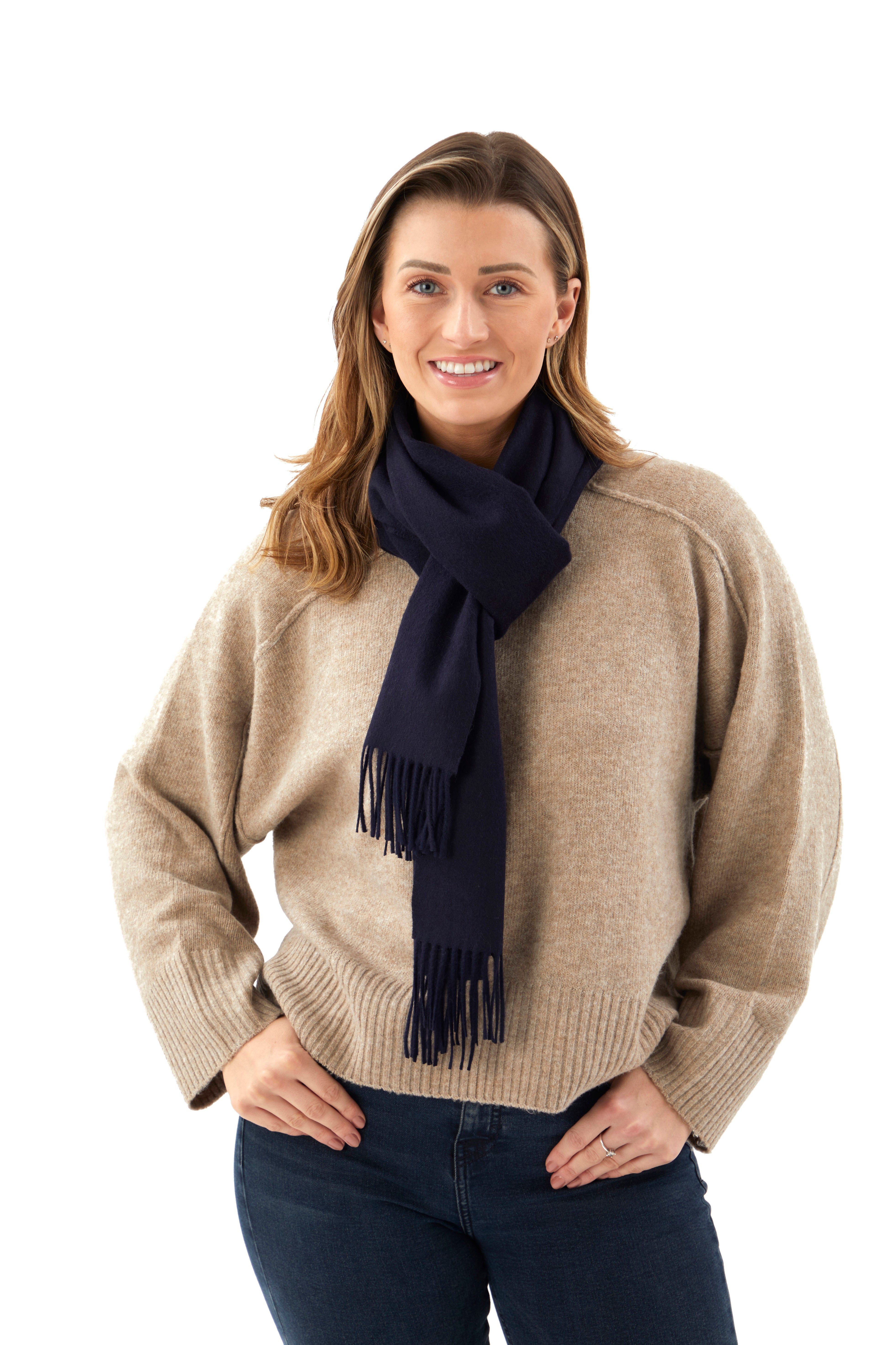 Navy Blue Lambs Wool Scarf