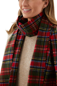 Red Check Tartan Lambs Wool Scarf