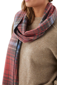 Pink and Grey Plaid Cashmere Scarf