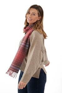 Pink and Grey Plaid Cashmere Scarf