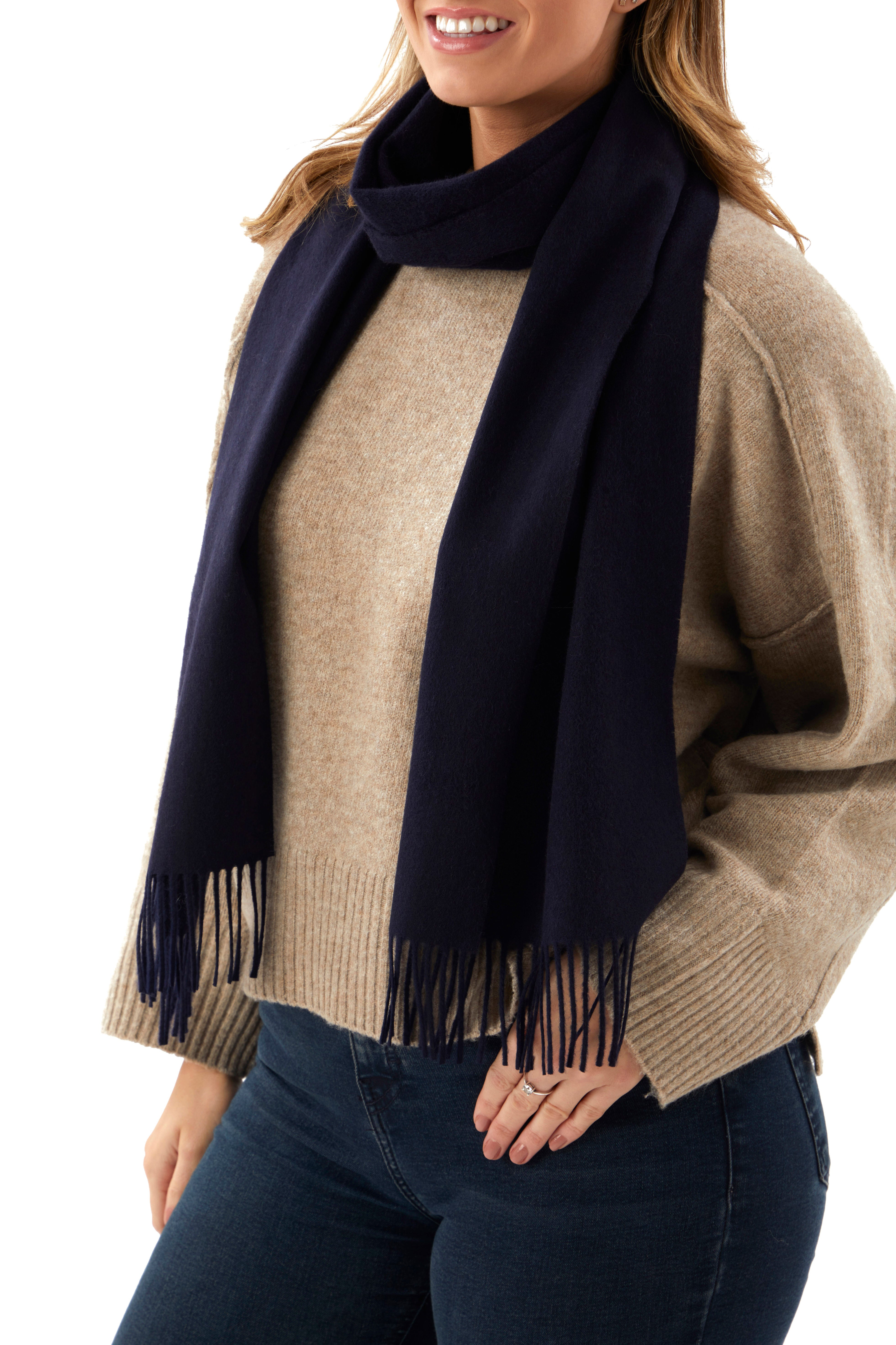 Navy Blue Lambs Wool Scarf