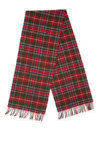 Red Check Tartan Lambs Wool Scarf