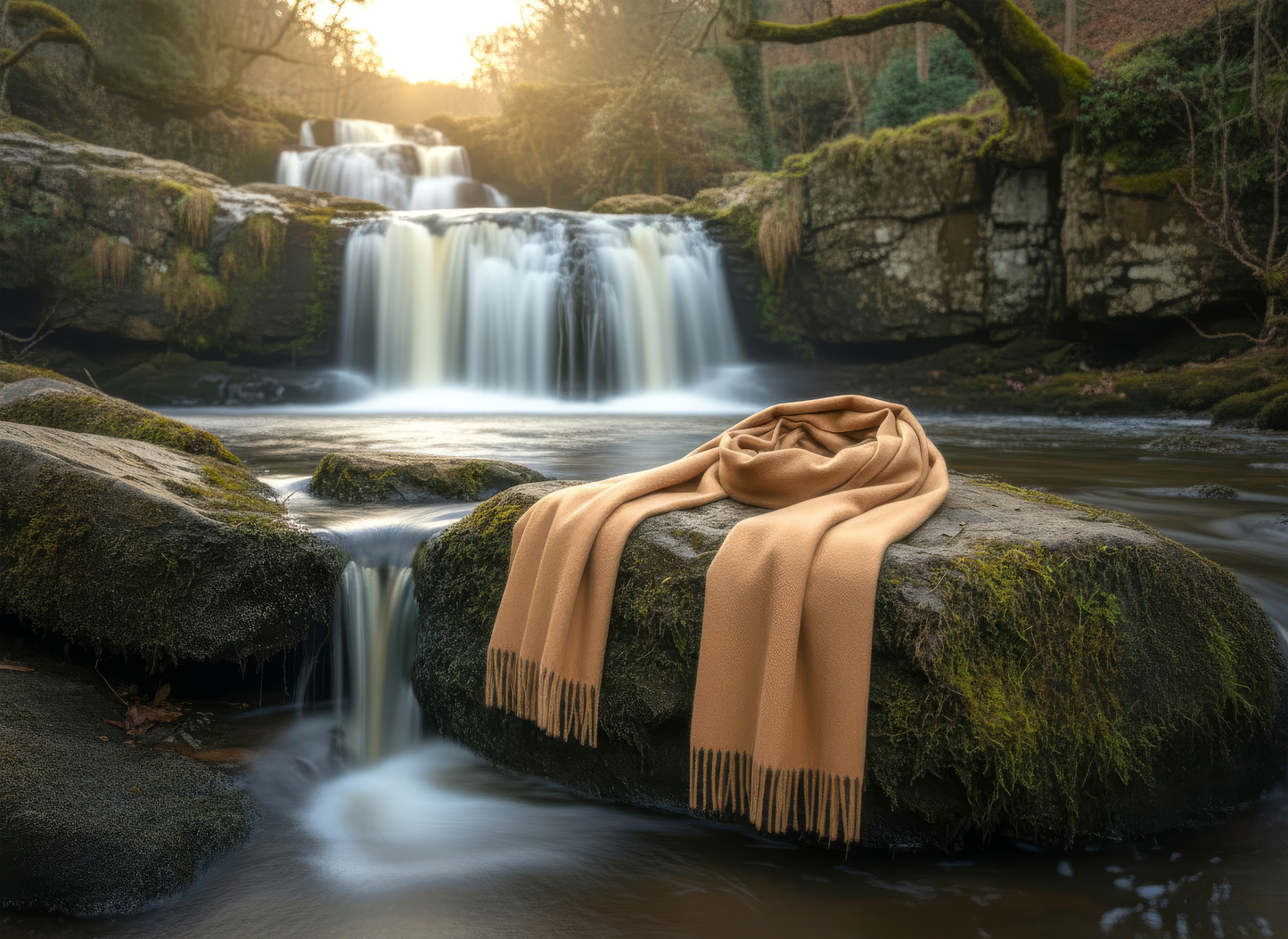 Écharpe en cachemire camel