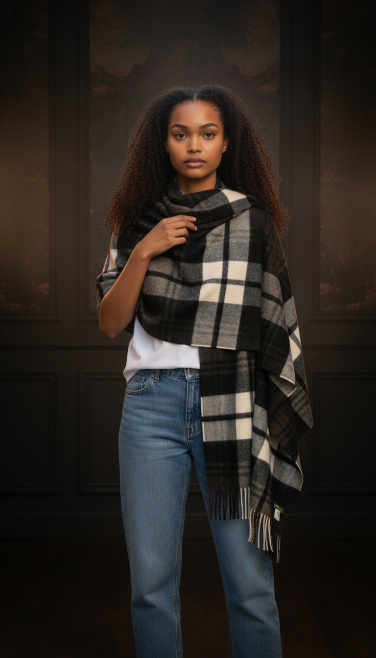 Classic Black, Brown & Froth Stole